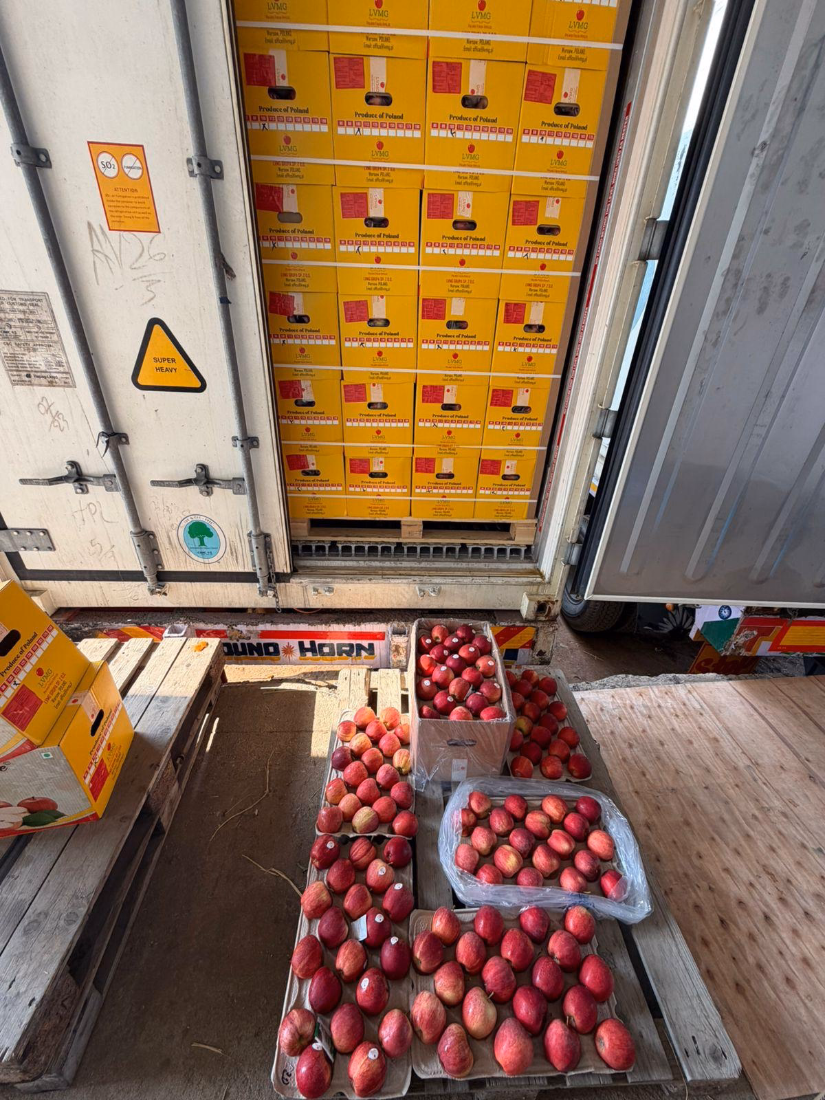 Cartons held in the cold store